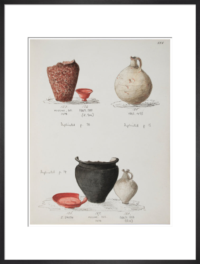 Pottery excavated from Litlington Roman cemetery - Art print