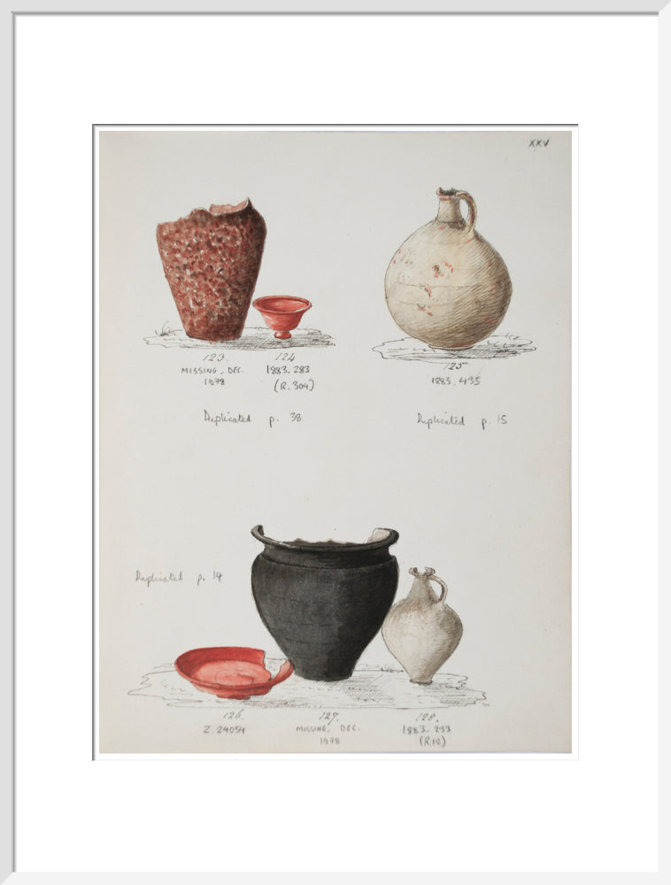 Pottery excavated from Litlington Roman cemetery - Art print