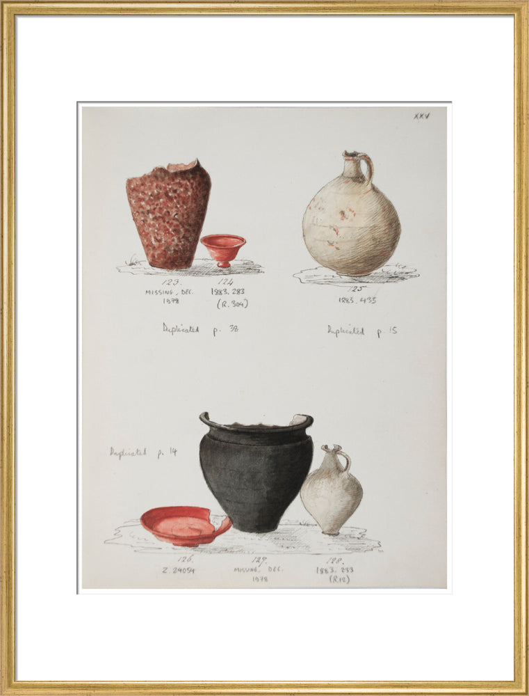 Pottery excavated from Litlington Roman cemetery - Art print