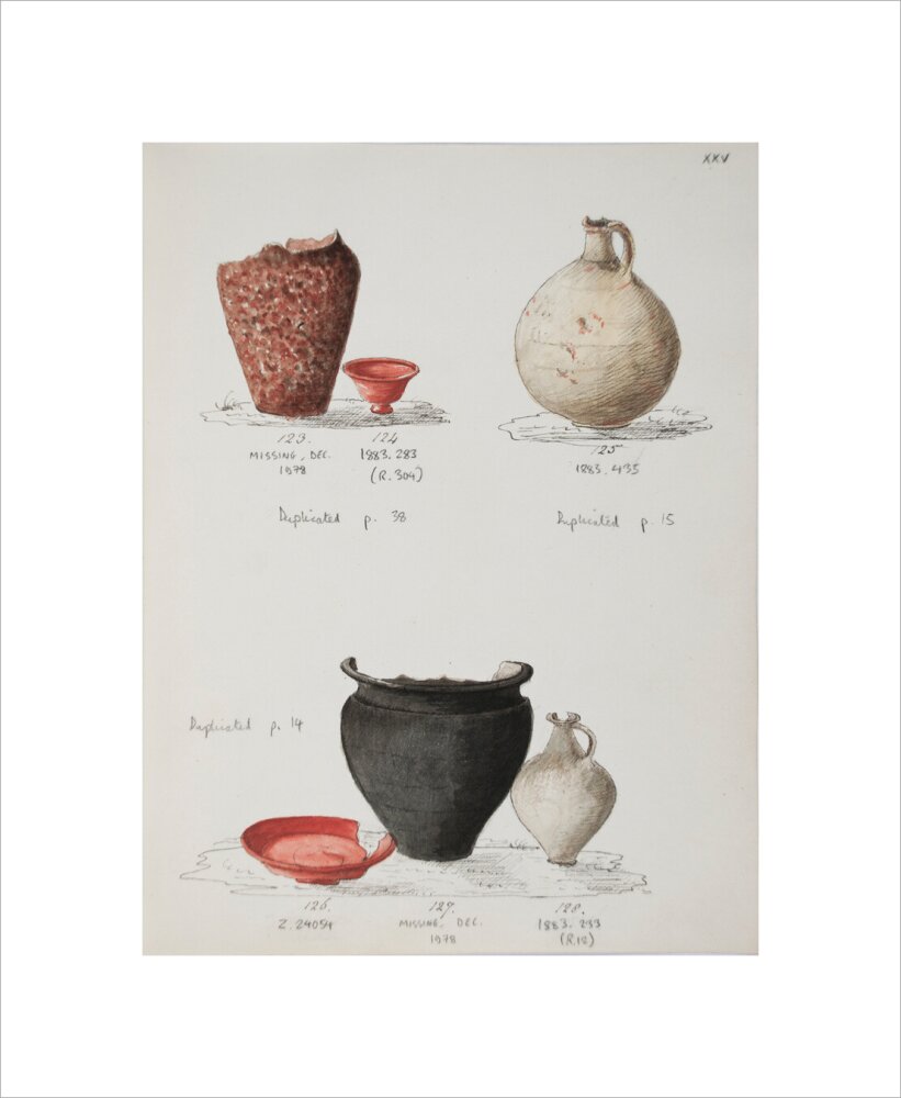 Pottery excavated from Litlington Roman cemetery - Art print