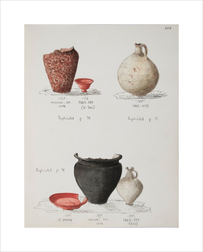 Pottery excavated from Litlington Roman cemetery - Art print