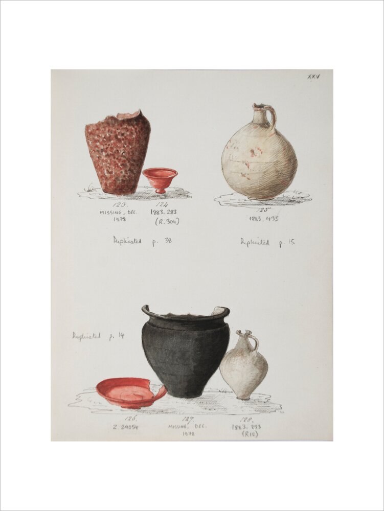 Pottery excavated from Litlington Roman cemetery - Art print