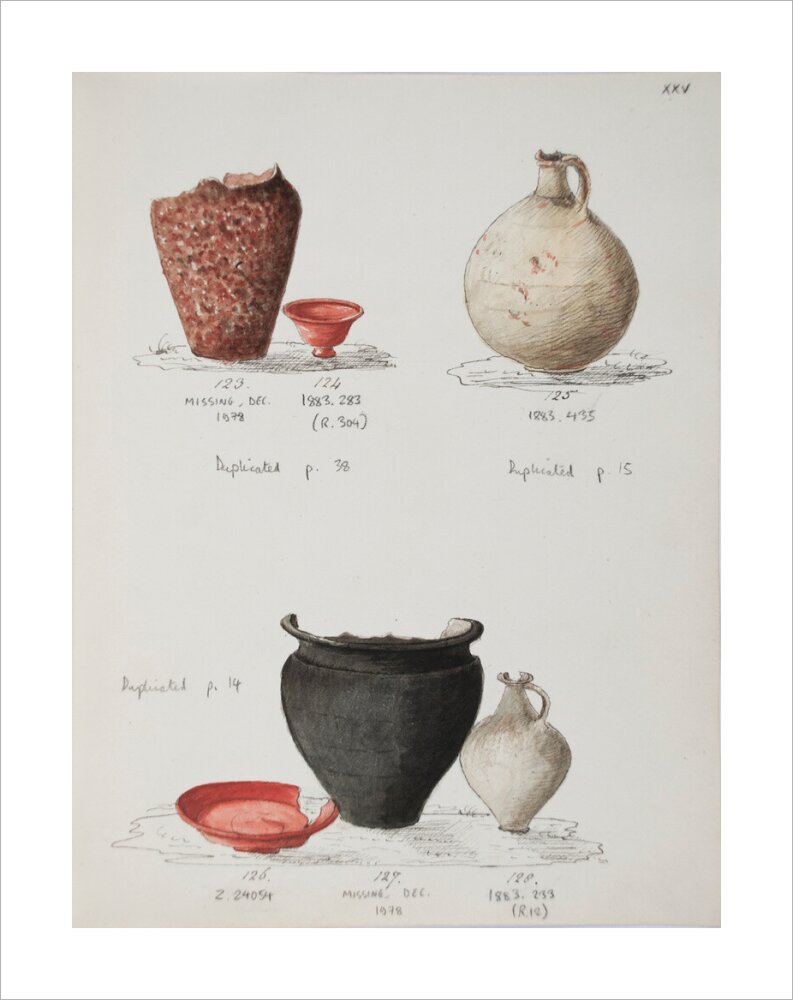 Pottery excavated from Litlington Roman cemetery - Art print