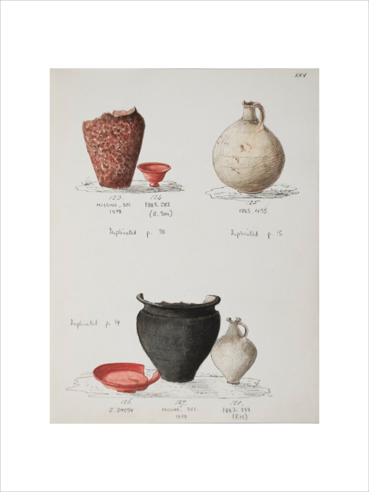 Pottery excavated from Litlington Roman cemetery - Art print
