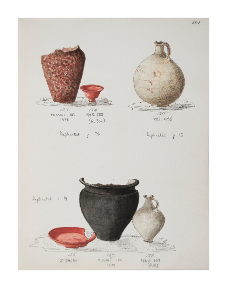 Pottery excavated from Litlington Roman cemetery - Art print