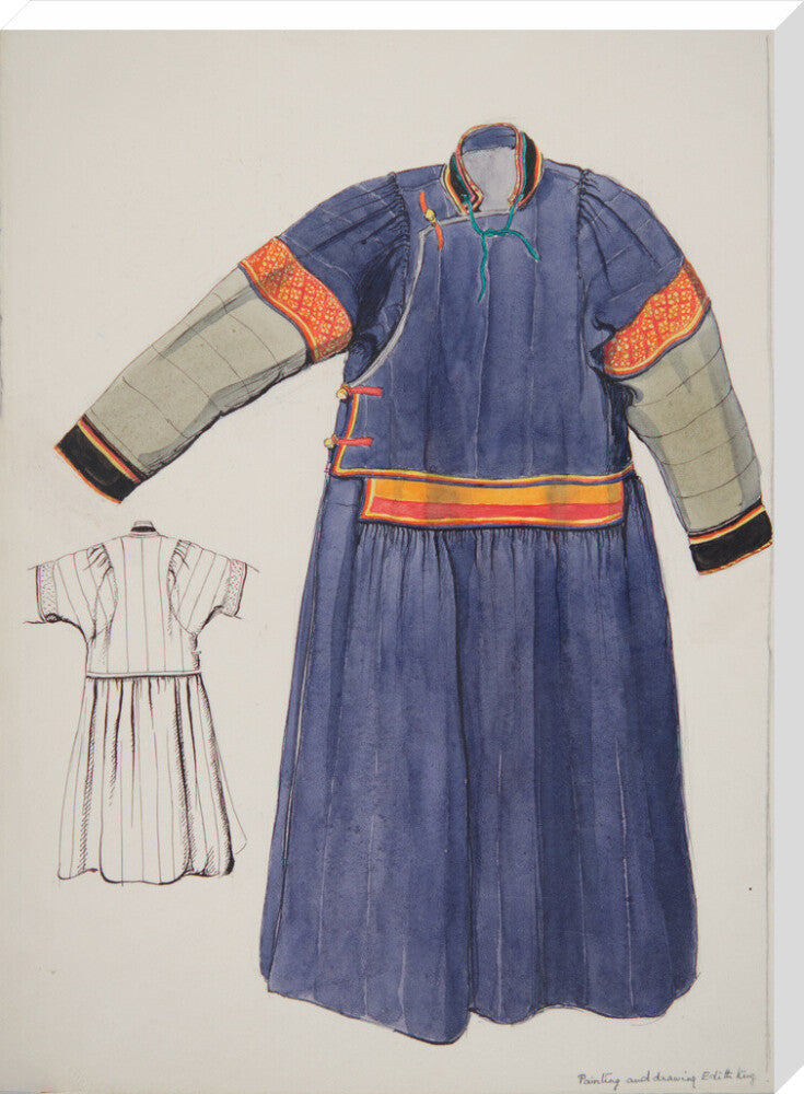 Paintings and drawings of Mongolian clothing - Art print