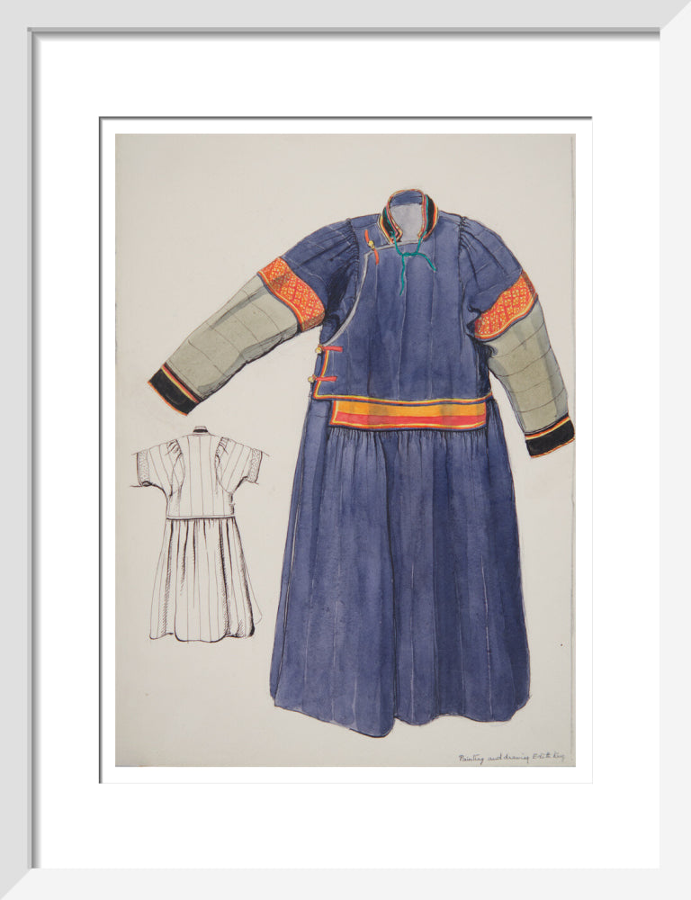 Paintings and drawings of Mongolian clothing - Art print