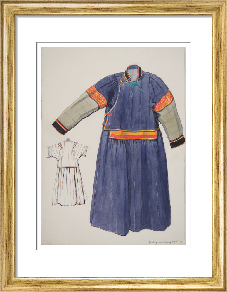Paintings and drawings of Mongolian clothing - Art print