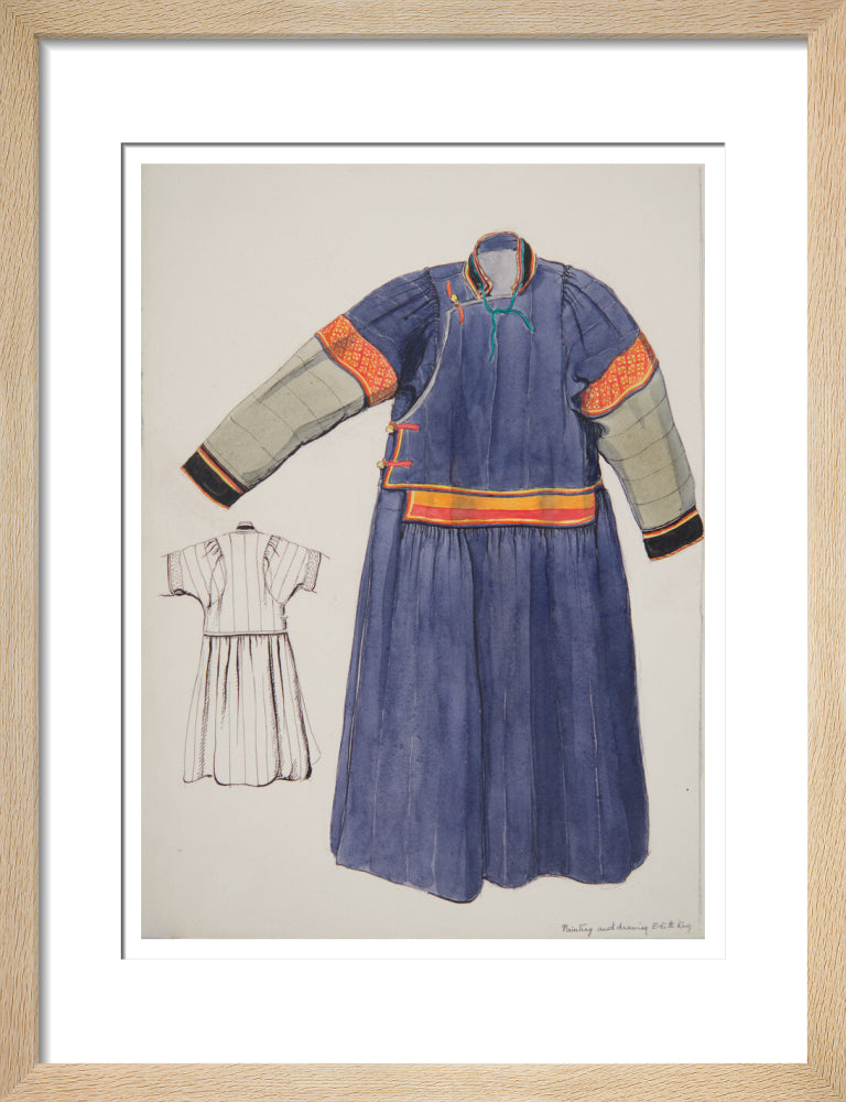 Paintings and drawings of Mongolian clothing - Art print