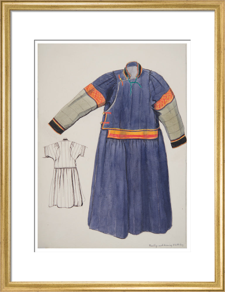 Paintings and drawings of Mongolian clothing - Art print