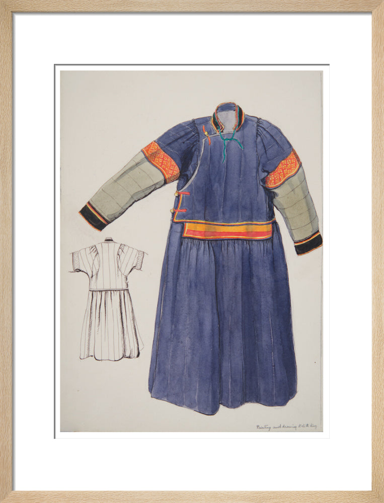 Paintings and drawings of Mongolian clothing - Art print