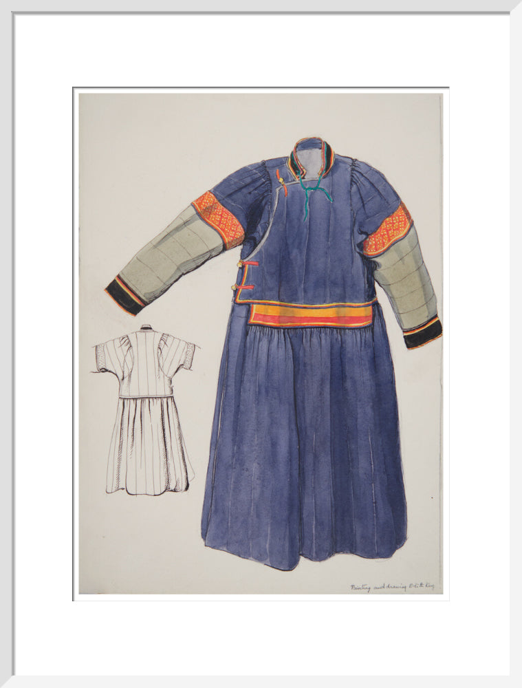 Paintings and drawings of Mongolian clothing - Art print