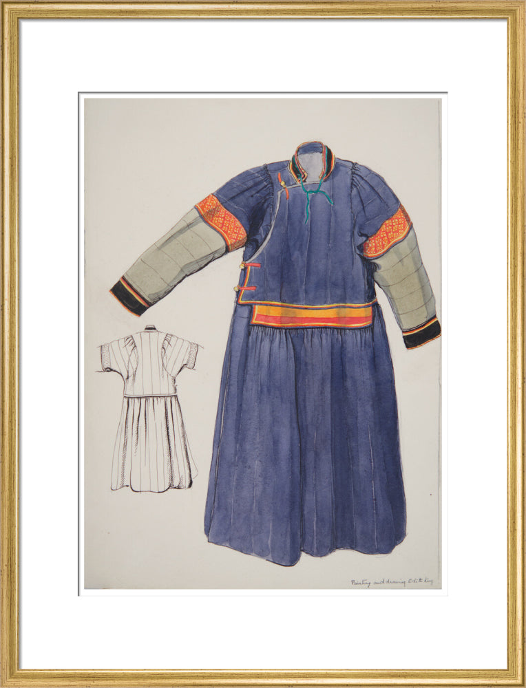 Paintings and drawings of Mongolian clothing - Art print