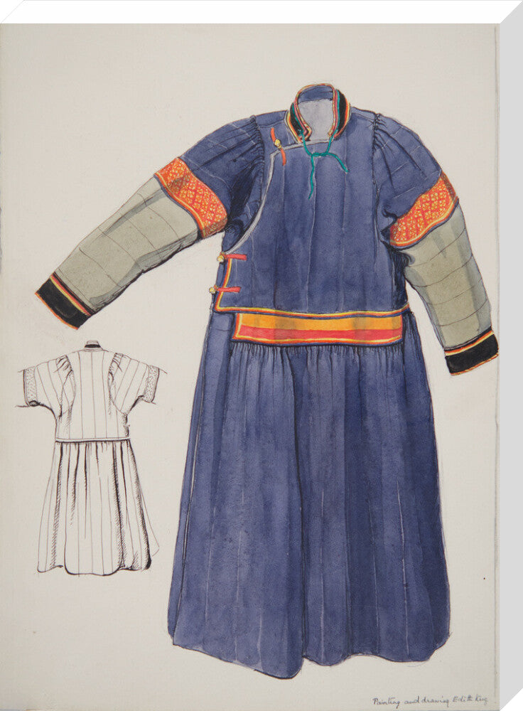 Paintings and drawings of Mongolian clothing - Art print