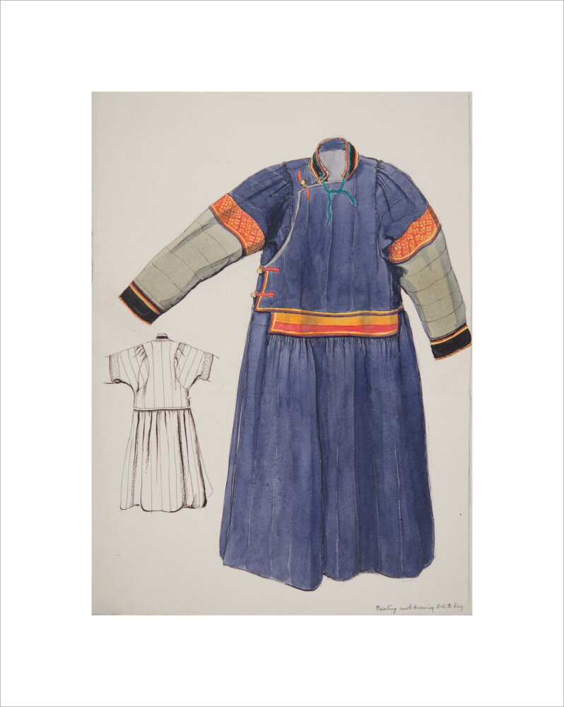 Paintings and drawings of Mongolian clothing - Art print