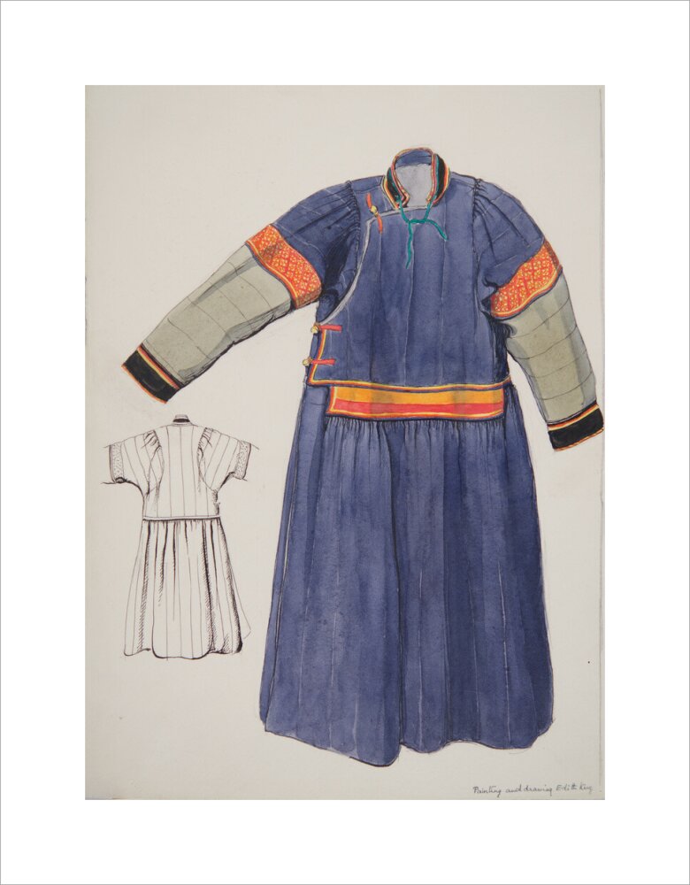Paintings and drawings of Mongolian clothing - Art print