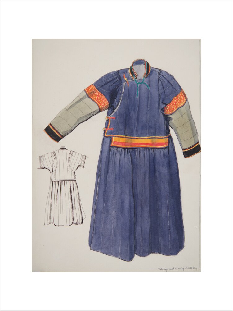 Paintings and drawings of Mongolian clothing - Art print