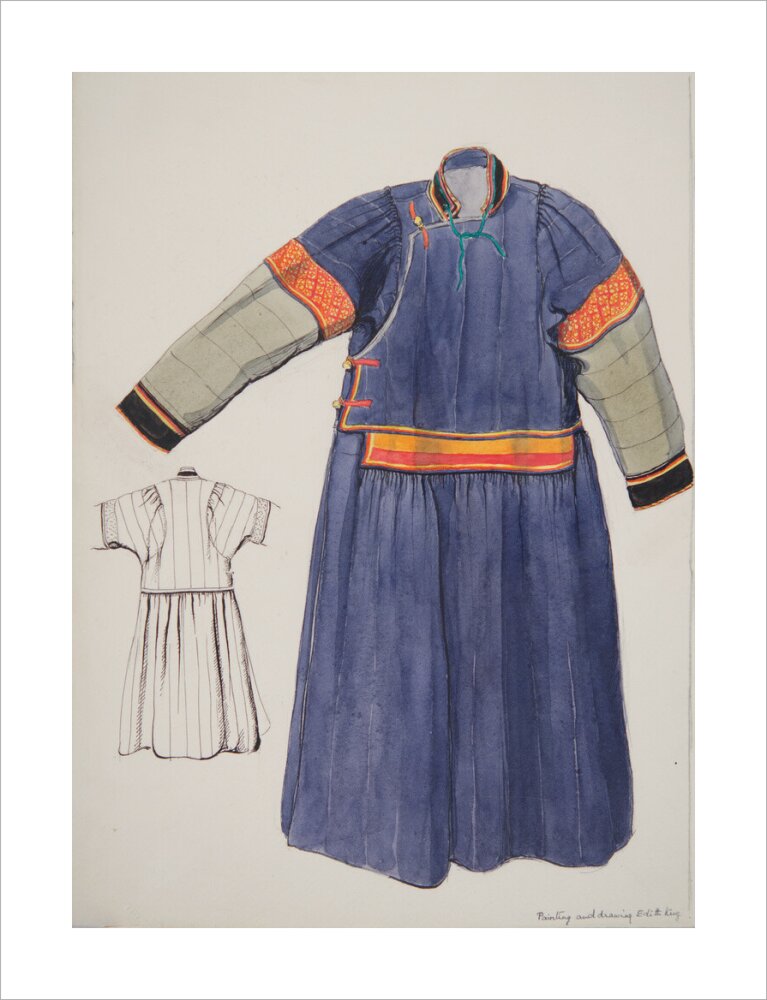 Paintings and drawings of Mongolian clothing - Art print