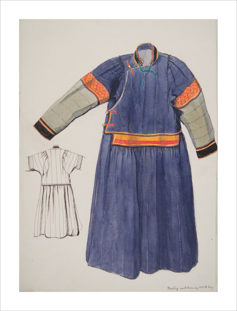 Paintings and drawings of Mongolian clothing - Art print