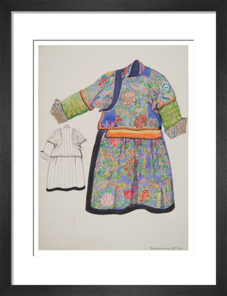 Paintings and drawings of Mongolian clothing - Art print