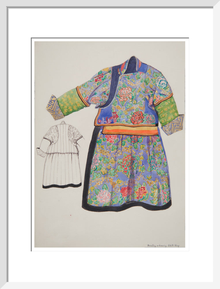Paintings and drawings of Mongolian clothing - Art print