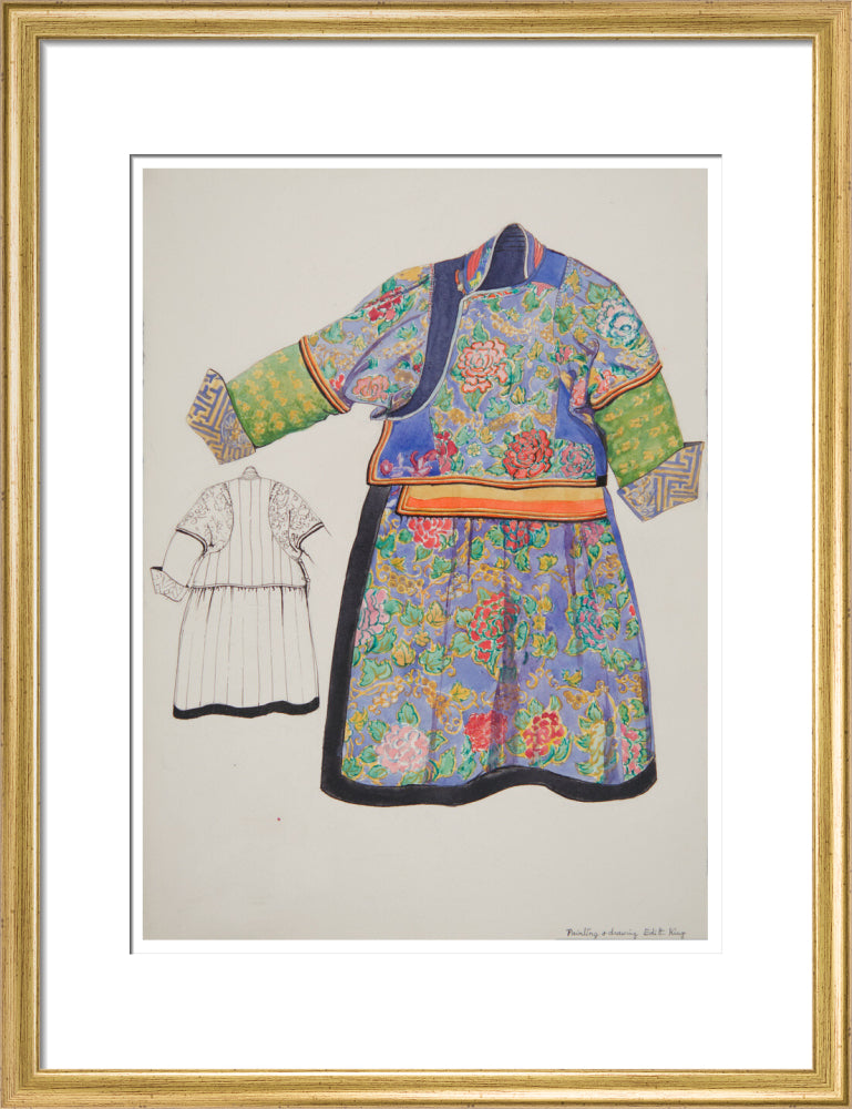 Paintings and drawings of Mongolian clothing - Art print