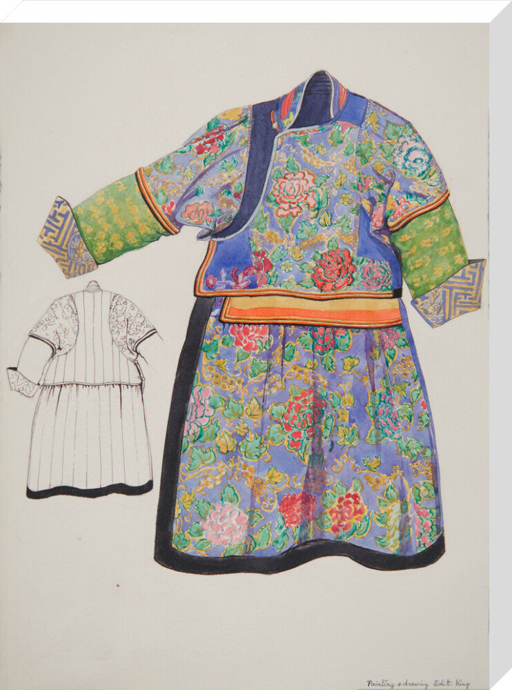 Paintings and drawings of Mongolian clothing - Art print