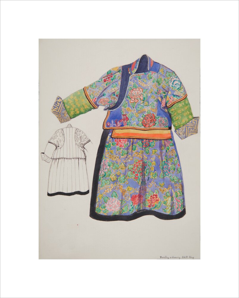 Paintings and drawings of Mongolian clothing - Art print