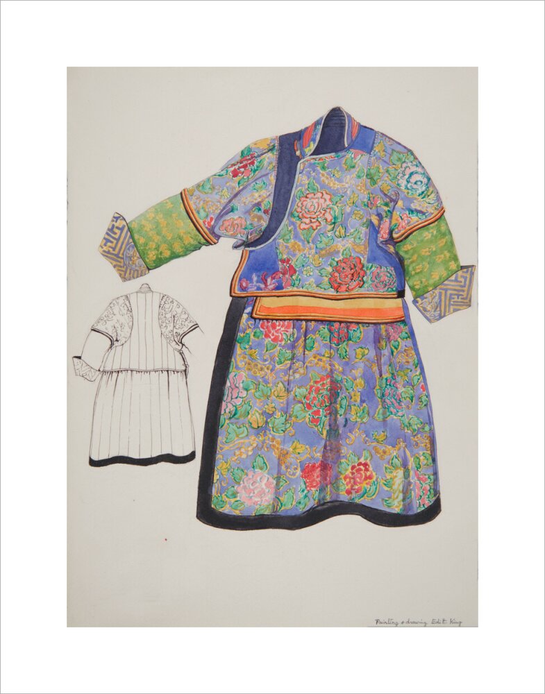 Paintings and drawings of Mongolian clothing - Art print