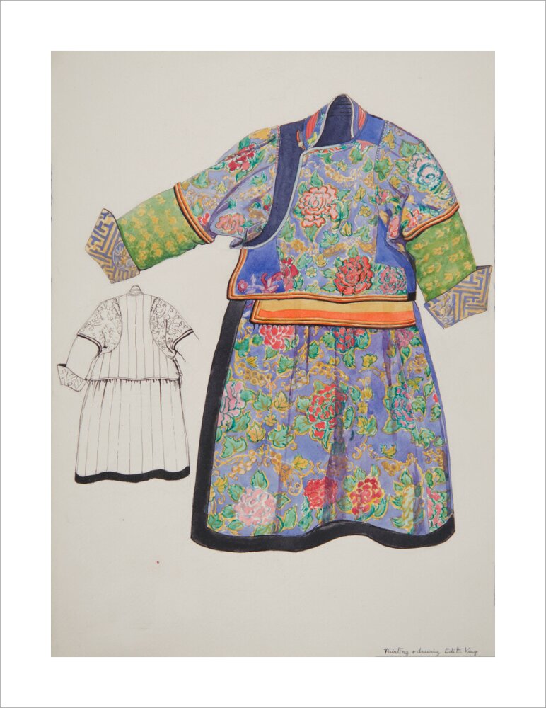 Paintings and drawings of Mongolian clothing - Art print