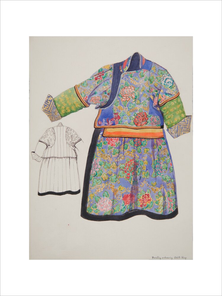 Paintings and drawings of Mongolian clothing - Art print