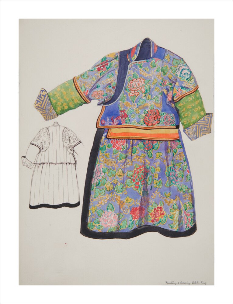 Paintings and drawings of Mongolian clothing - Art print