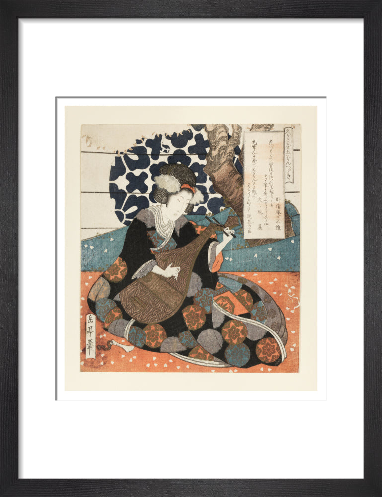 A female musician playing a biwa - Art print