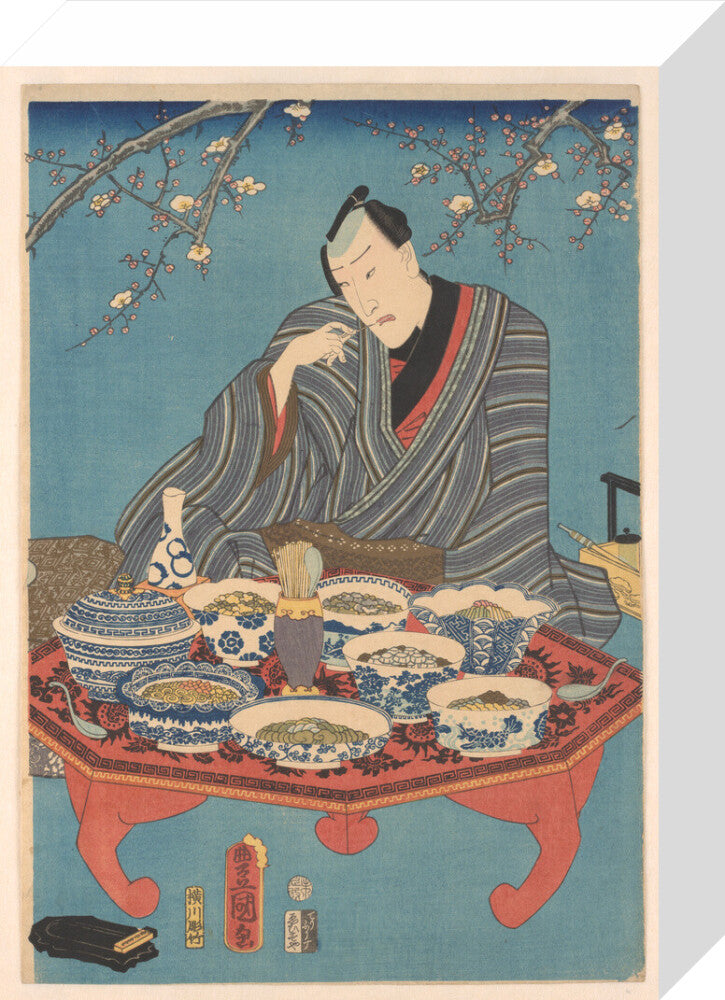 Enjoying a Banquet in a Plum Orchard (centre panel) - Art print
