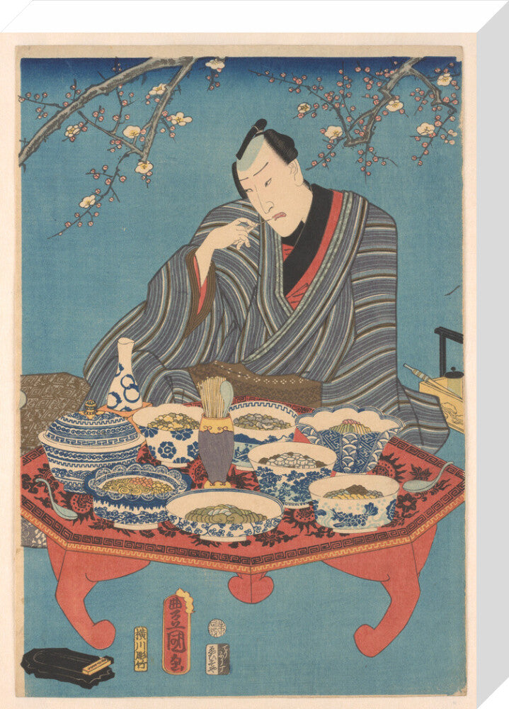 Enjoying a Banquet in a Plum Orchard (centre panel) - Art print