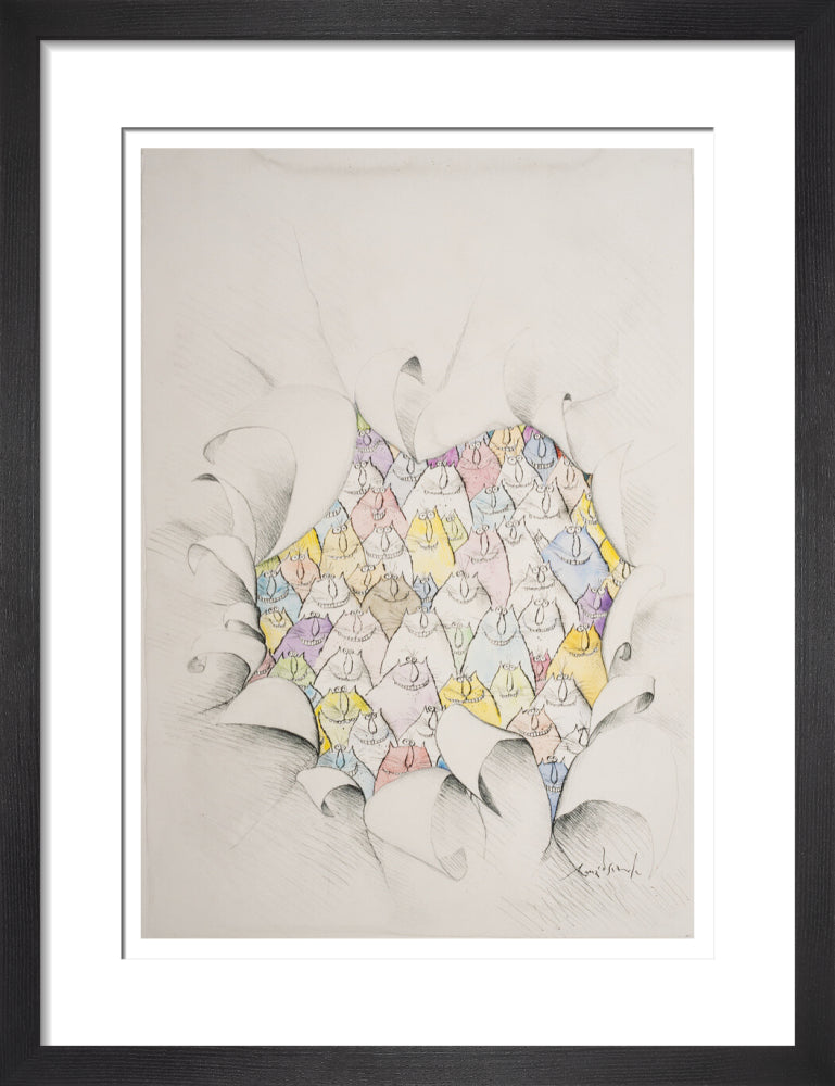 Cats Through a Hole in the Paper - Art print