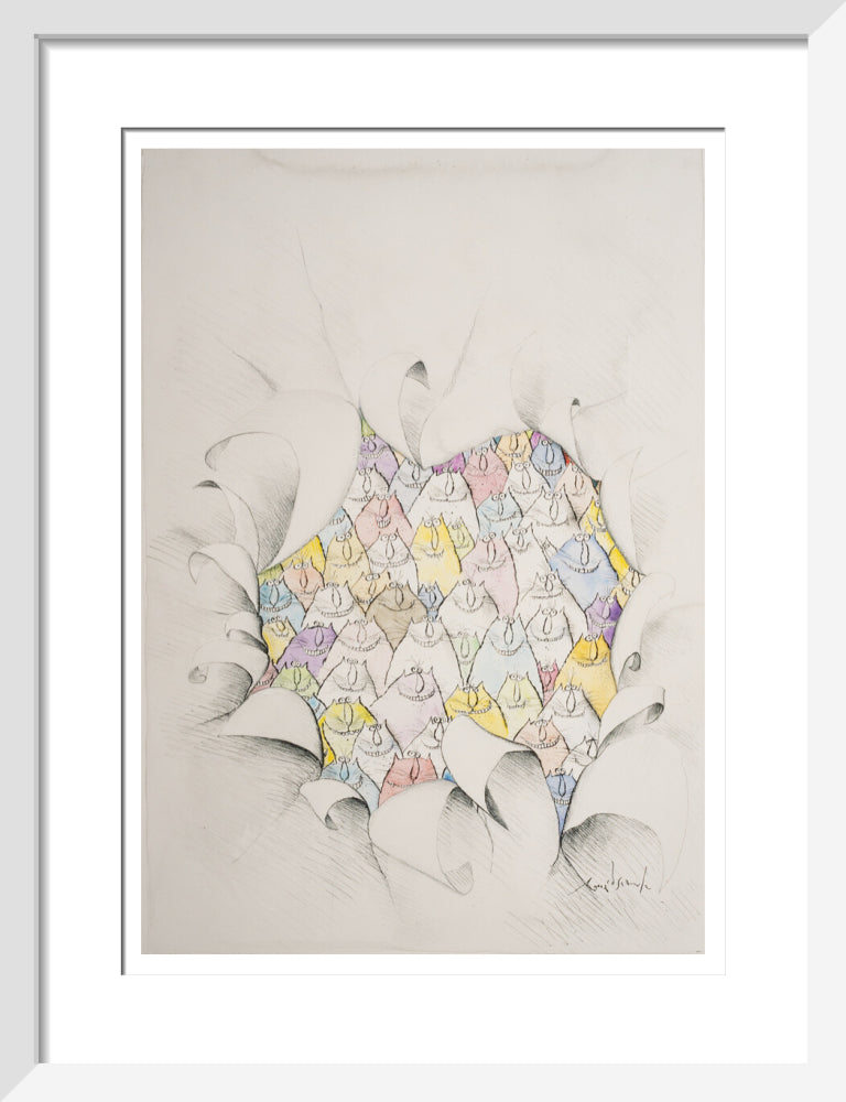 Cats Through a Hole in the Paper - Art print