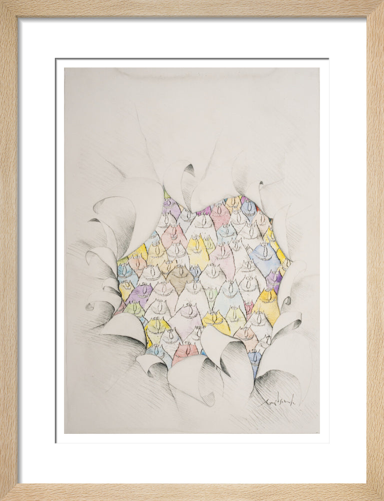 Cats Through a Hole in the Paper - Art print