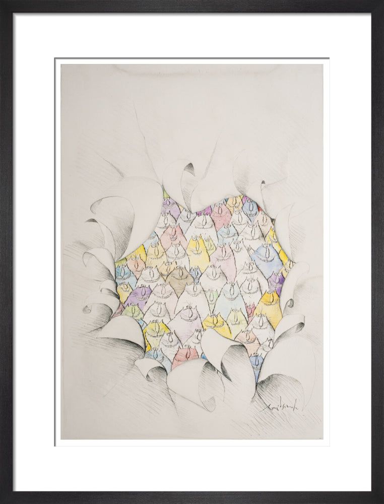 Cats Through a Hole in the Paper - Art print