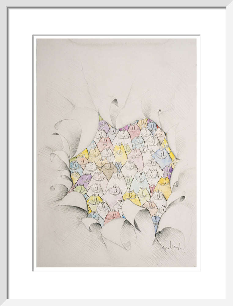 Cats Through a Hole in the Paper - Art print