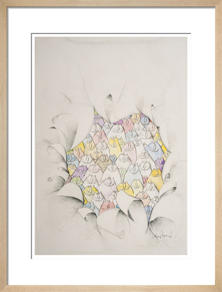 Cats Through a Hole in the Paper - Art print