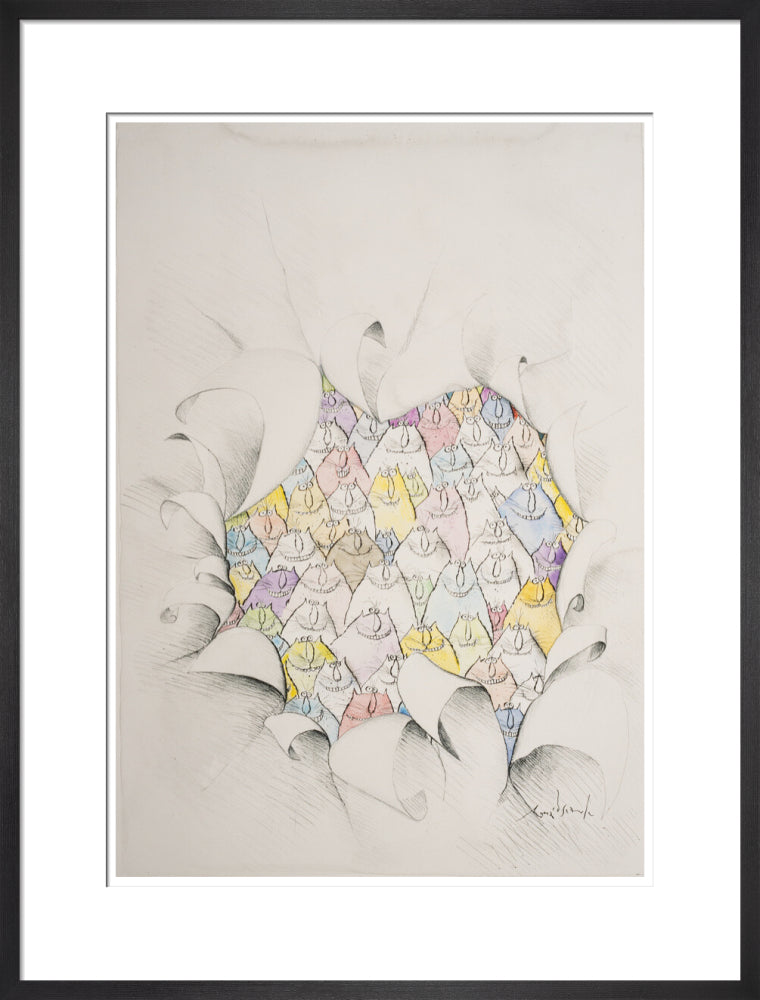 Cats Through a Hole in the Paper - Art print