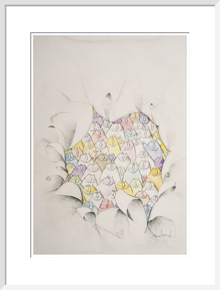 Cats Through a Hole in the Paper - Art print