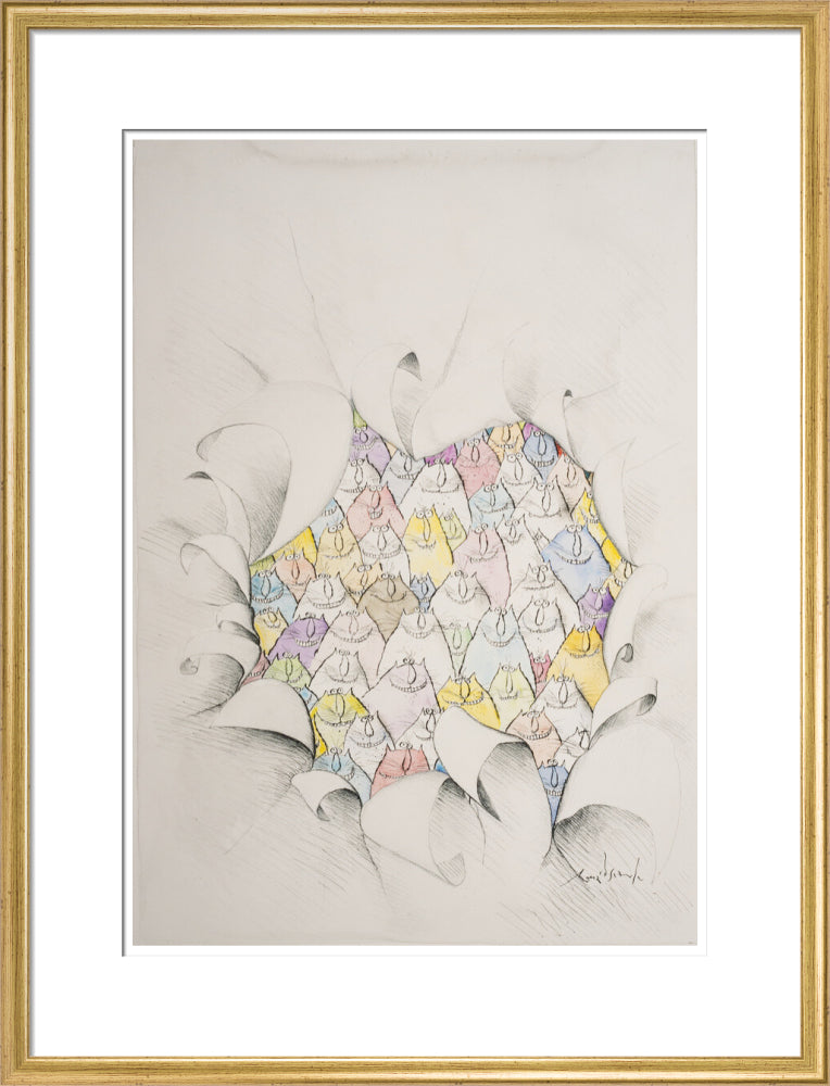 Cats Through a Hole in the Paper - Art print