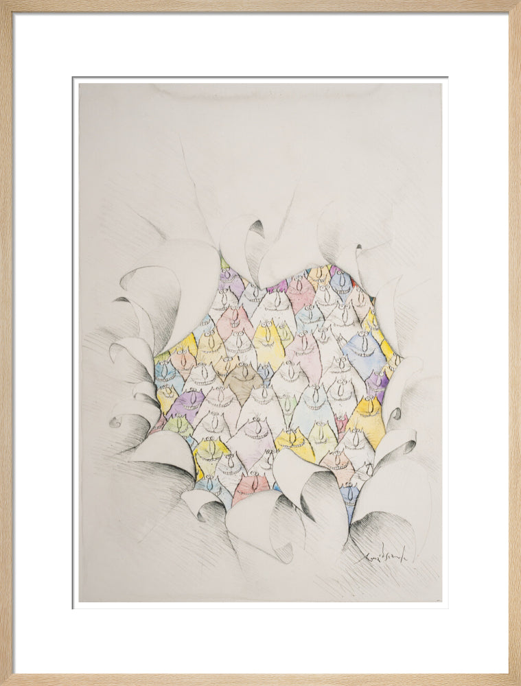 Cats Through a Hole in the Paper - Art print