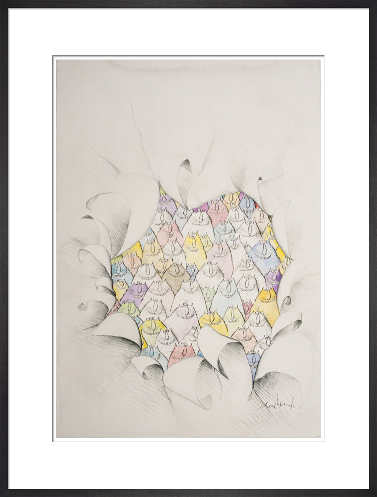 Cats Through a Hole in the Paper - Art print