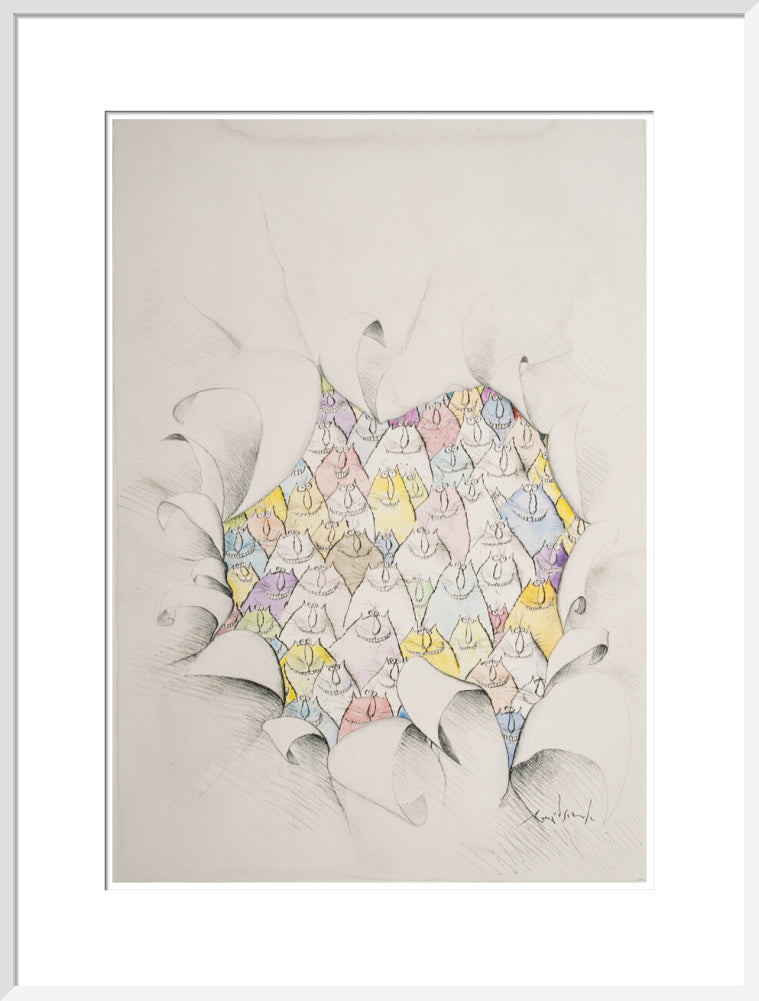 Cats Through a Hole in the Paper - Art print
