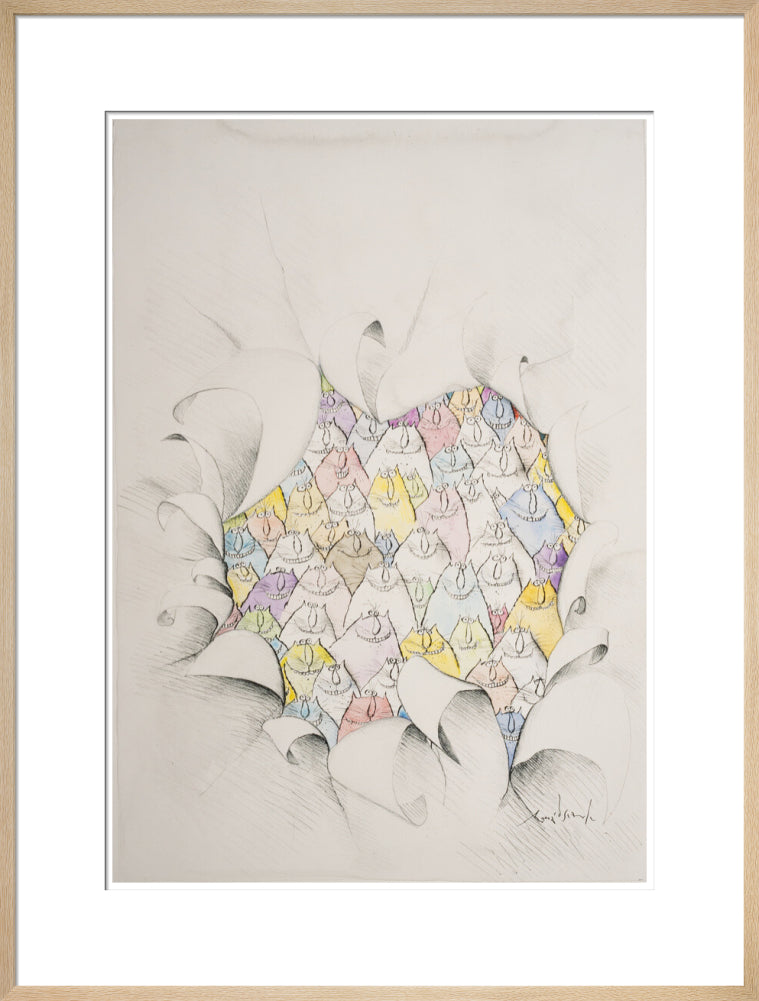 Cats Through a Hole in the Paper - Art print