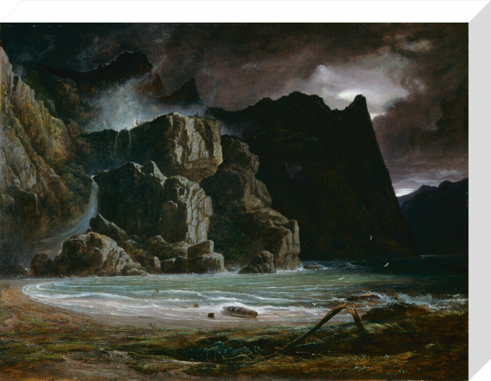 View of a Norwegian Lake Before the Sun has Dissipated the Early Morning Mist - Art print