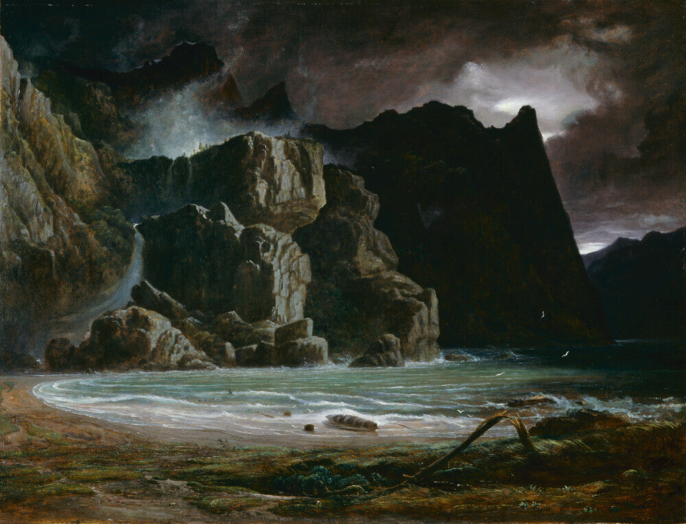 View of a Norwegian Lake Before the Sun has Dissipated the Early Morning Mist - Art print